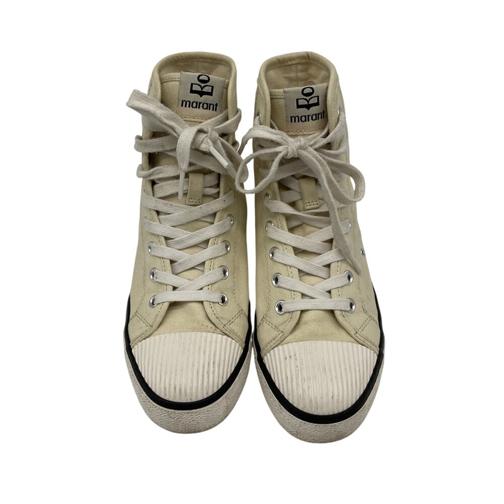 Isabel Marant Canvas Cream Benkeen High Top Sneakers Size 38 EU - Picture 4 of 6